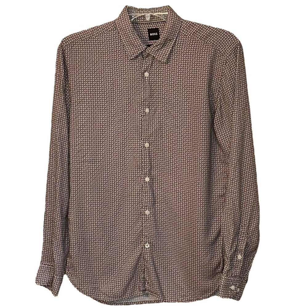 Hugo Boss Slim Fit Button Front Collar Dress‎ Shirt Medium Work Office Dress